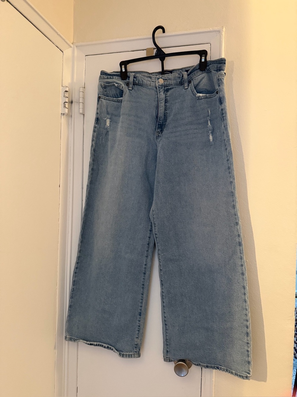 scoop wide leg jeans zip fly size 12 light blue denim